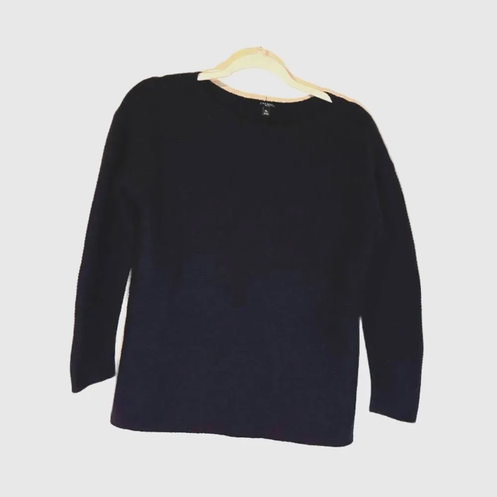 Talbots Petites Sweater M Navy Blue Lambswool Blnd Preppy Dark Academia Heritage - Picture 3 of 9
